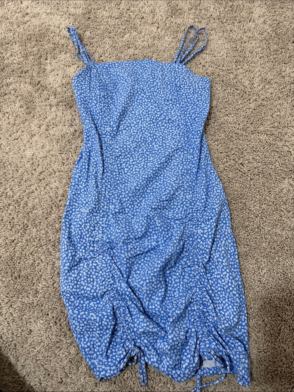 wild fable Blue Floral Midi Dress with Spaghetti Straps